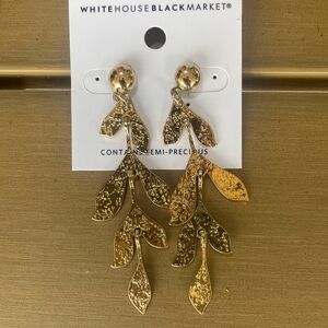 White House Black Market Gold Leaf Earrings